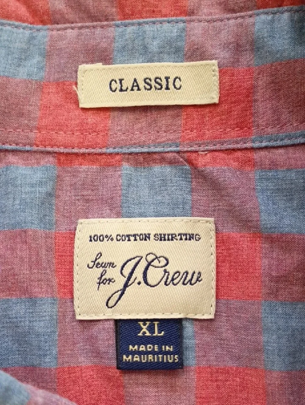 J. Crew Pink and Blue Check Short-Sleeve Button-Down Shirt